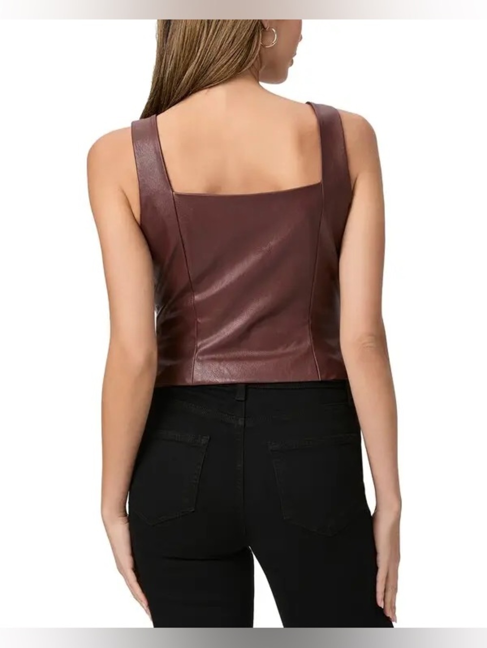 NWT Paige Irene Vegan Leather Vest Rum Raisin Burgundy 2 - Picture 3 of 12